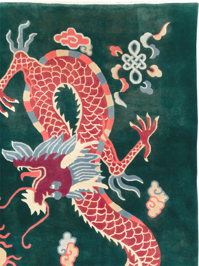 Vintage Chinese Dragon Art Deco Carpet, No.29530 - Gss
