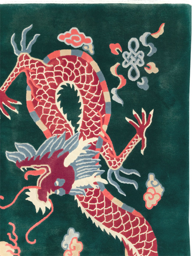 Vintage Chinese Dragon Art Deco Carpet, No.29530 - Gss