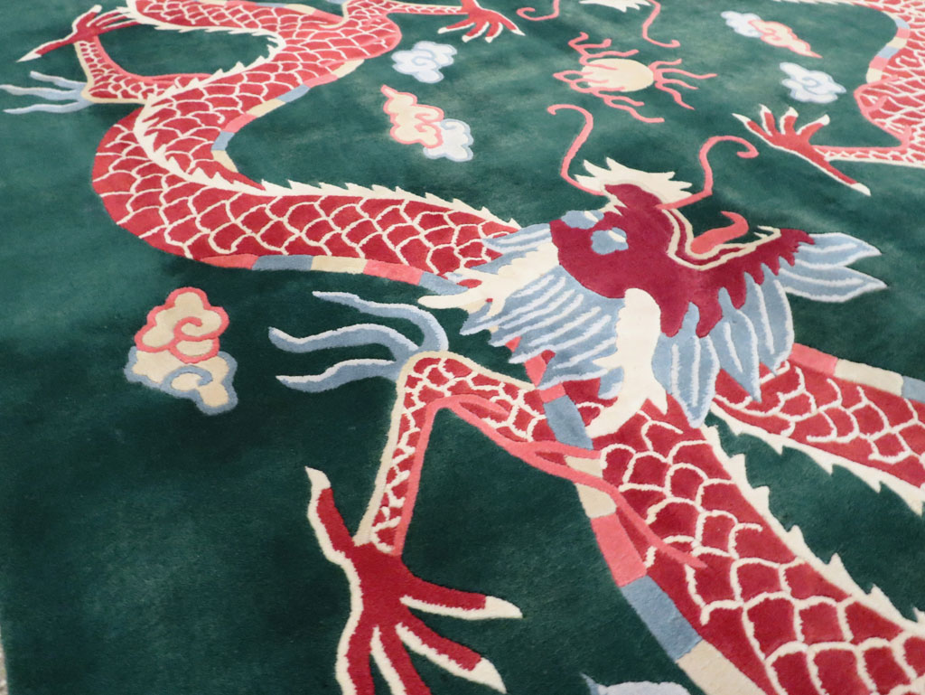Vintage Chinese Dragon Art Deco Carpet, No.29530 - Gss
