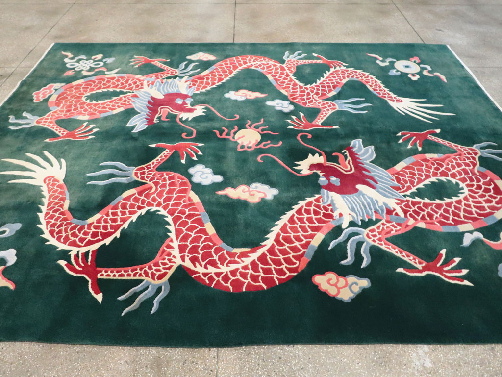 Vintage Chinese Dragon Art Deco Carpet, No.29530 - Gss