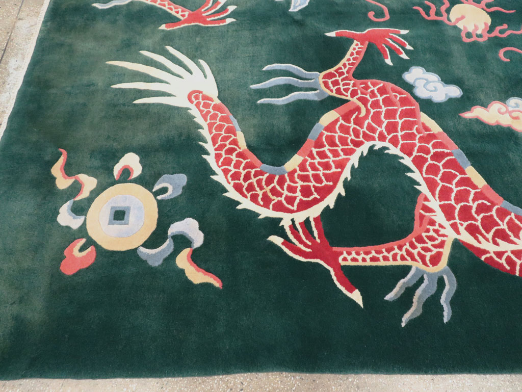 Vintage Chinese Dragon Art Deco Carpet, No.29530 - Gss