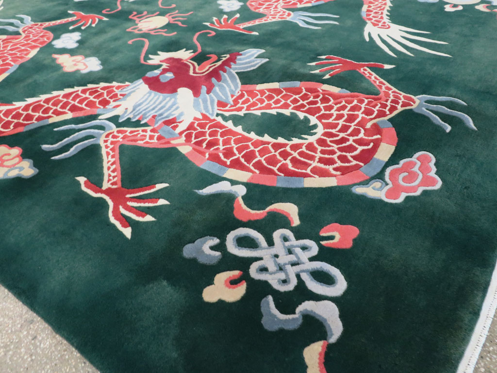Vintage Chinese Dragon Art Deco Carpet, No.29530 - Gss