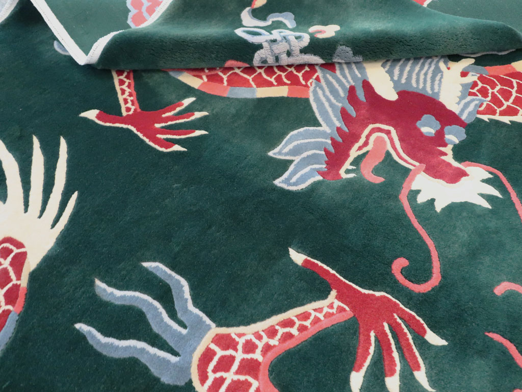 Vintage Chinese Dragon Art Deco Carpet, No.29530 - Gss