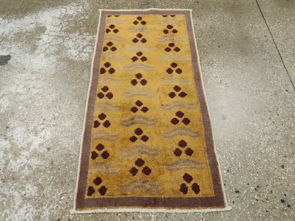 Vintage Turkish Art Deco Throw Rug, No.29545 - Gss