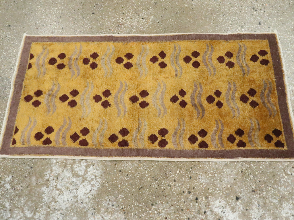 Vintage Turkish Art Deco Throw Rug, No.29545 - Gss