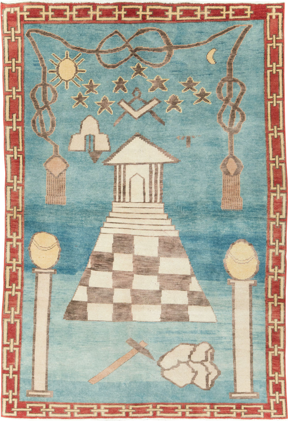 Vintage Turkish Art Deco Style Accent Rug, No.29570 - Gss