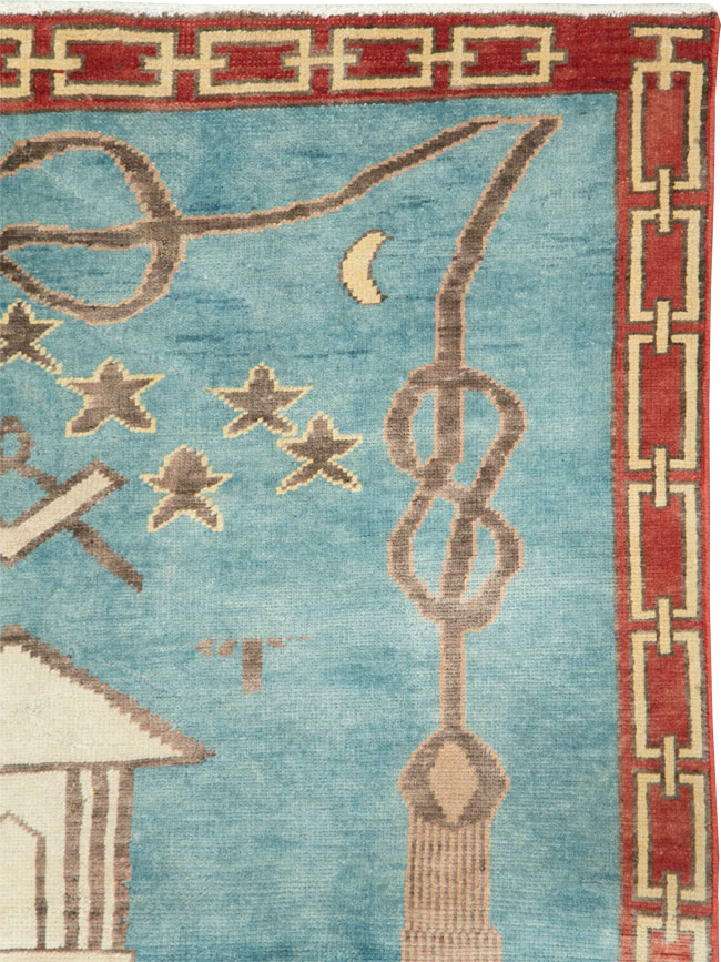 Vintage Turkish Art Deco Style Accent Rug, No.29570 - Gss