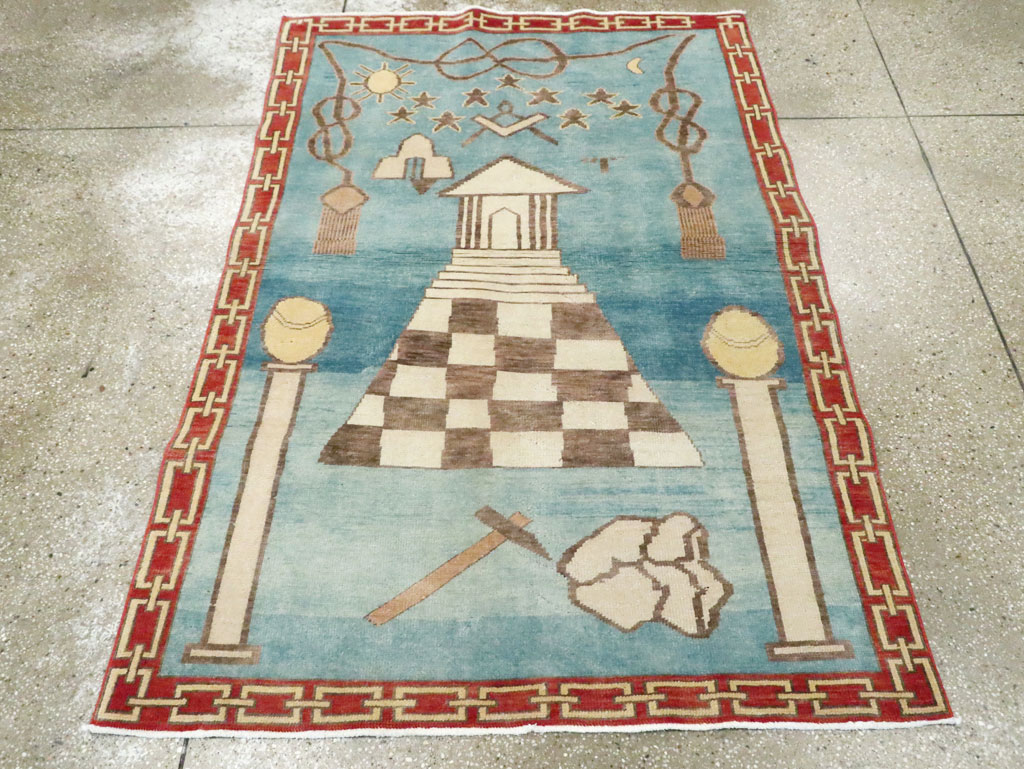 Vintage Turkish Art Deco Style Accent Rug, No.29570 - Gss