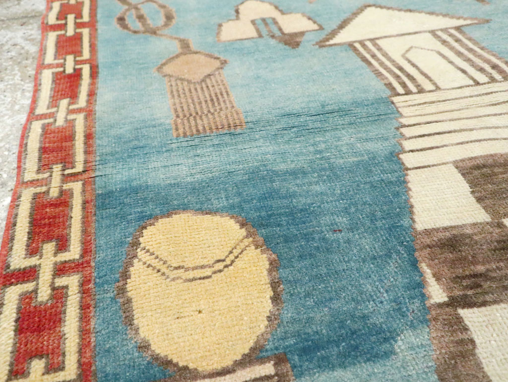 Vintage Turkish Art Deco Style Accent Rug, No.29570 - Gss