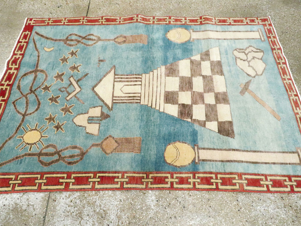 Vintage Turkish Art Deco Style Accent Rug, No.29570 - Gss