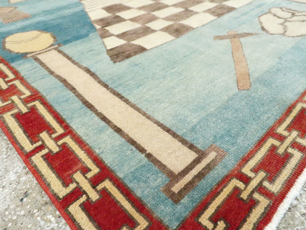 Vintage Turkish Art Deco Style Accent Rug, No.29570 - Gss