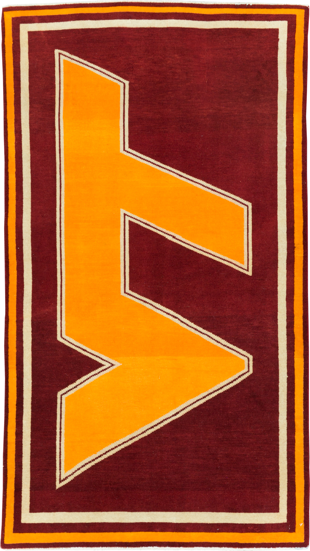 Vintage Persian Tabriz Throw Rug With Virginia Tech Logo (Pair: 1 of 2), No.29585 - Gss