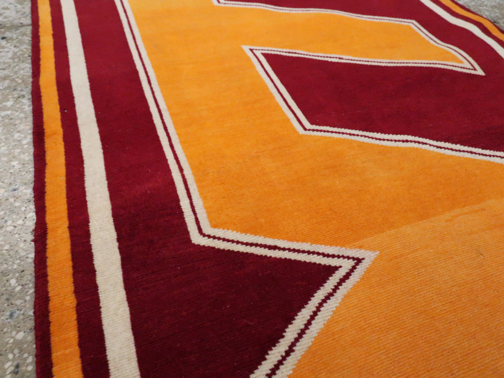 Vintage Persian Tabriz Throw Rug With Virginia Tech Logo (Pair: 1 of 2), No.29585 - Gss