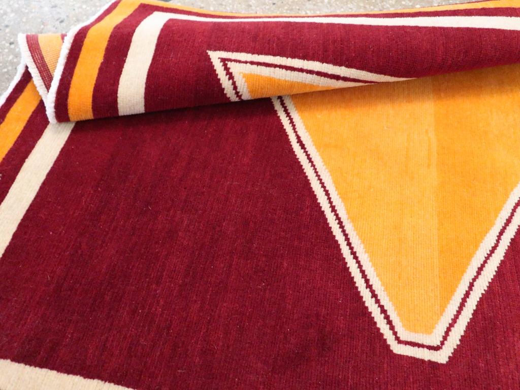 Vintage Persian Tabriz Throw Rug With Virginia Tech Logo (Pair: 1 of 2), No.29585 - Gss