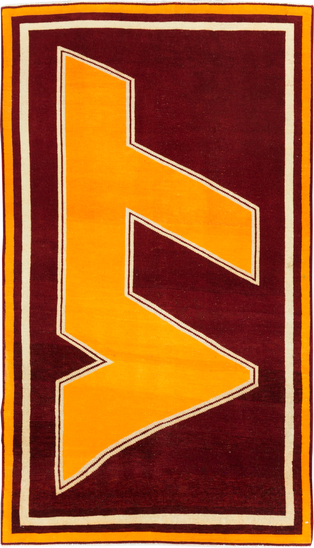 Vintage Persian Tabriz Throw Rug With Virginia Tech Logo (Pair: 2 of 2), No.29586 - Gss