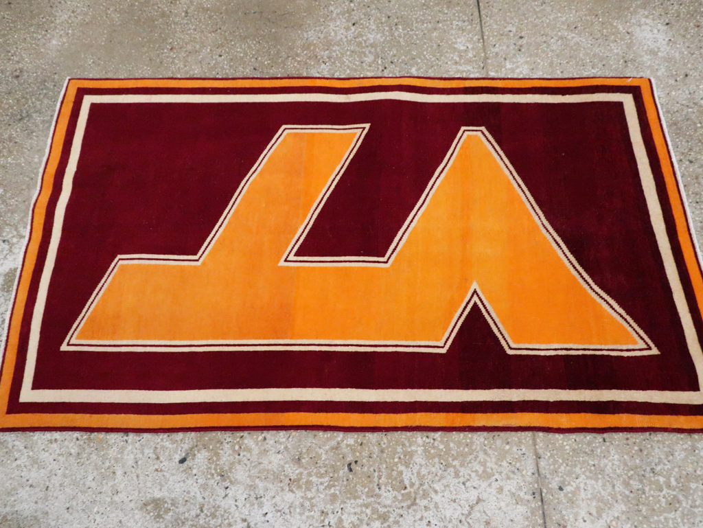 Vintage Persian Tabriz Throw Rug With Virginia Tech Logo (Pair: 2 of 2), No.29586 - Gss