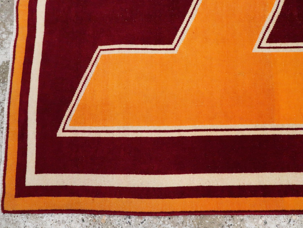 Vintage Persian Tabriz Throw Rug With Virginia Tech Logo (Pair: 2 of 2), No.29586 - Gss