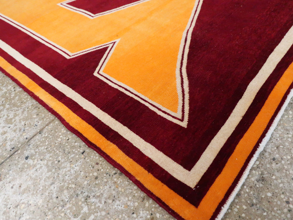 Vintage Persian Tabriz Throw Rug With Virginia Tech Logo (Pair: 2 of 2), No.29586 - Gss