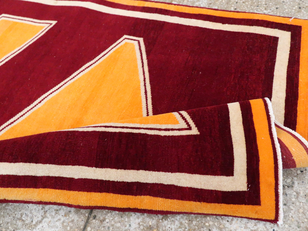 Vintage Persian Tabriz Throw Rug With Virginia Tech Logo (Pair: 2 of 2), No.29586 - Gss