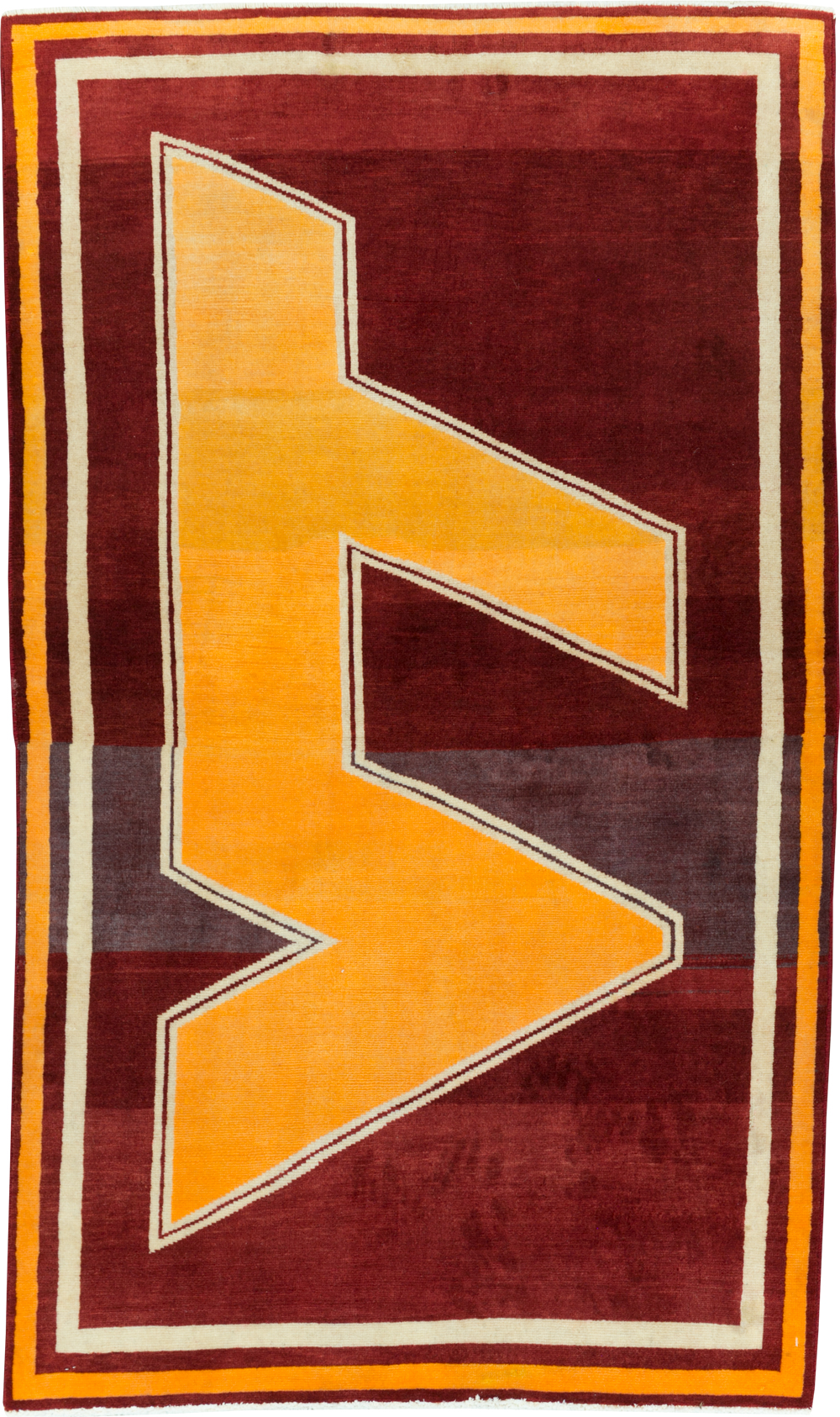 Vintage Persian Tabriz Throw Rug With Virginia Tech Logo (Pair: 1 of 2), No.29587 - Gss