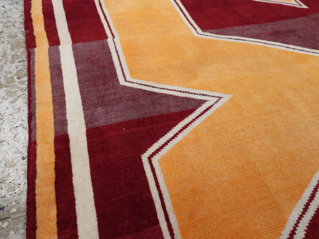 Vintage Persian Tabriz Throw Rug With Virginia Tech Logo (Pair: 1 of 2), No.29587 - Gss