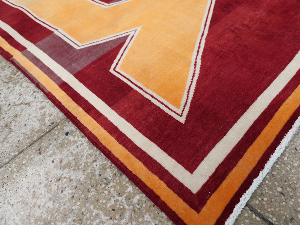 Vintage Persian Tabriz Throw Rug With Virginia Tech Logo (Pair: 1 of 2), No.29587 - Gss