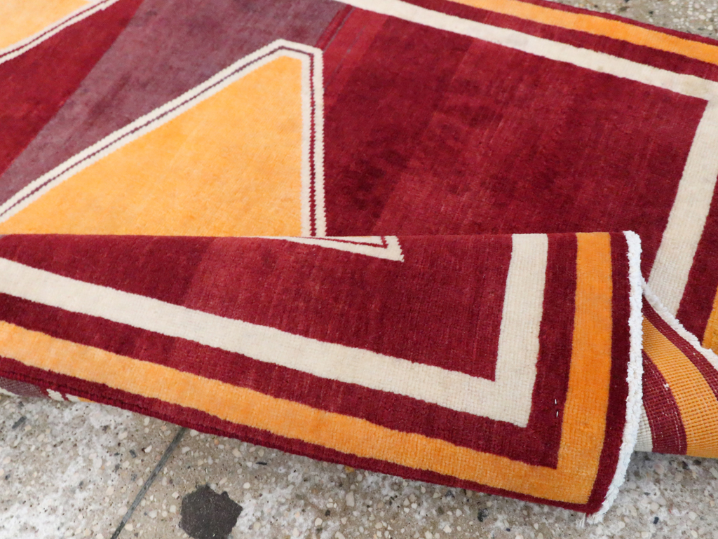 Vintage Persian Tabriz Throw Rug With Virginia Tech Logo (Pair: 1 of 2), No.29587 - Gss