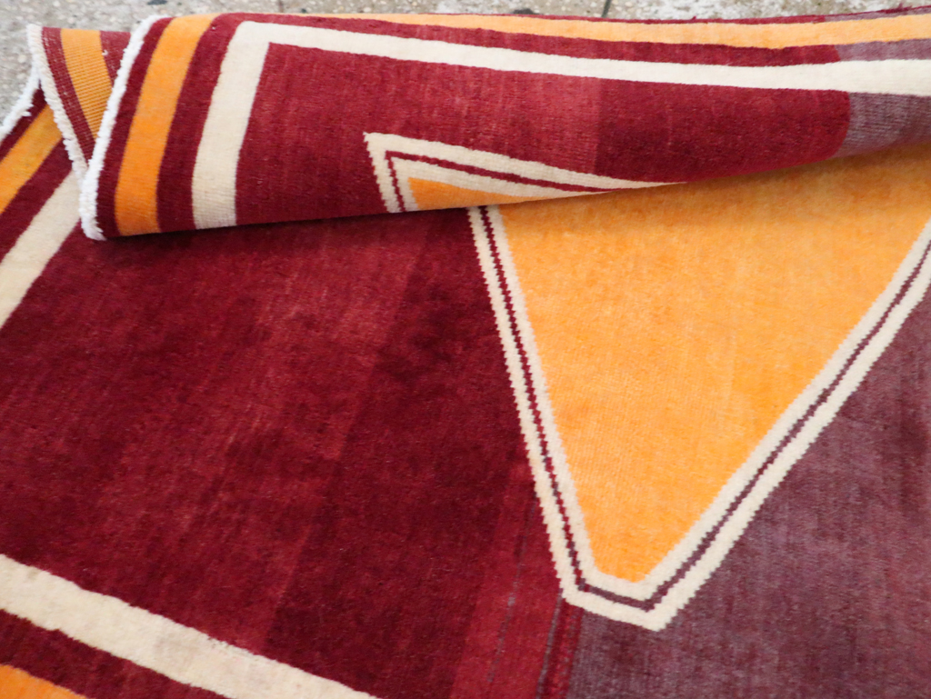 Vintage Persian Tabriz Throw Rug With Virginia Tech Logo (Pair: 1 of 2), No.29587 - Gss