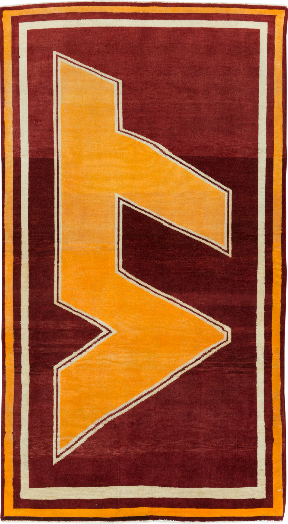 Vintage Persian Tabriz Throw Rug With Virginia Tech Logo (Pair: 2 of 2), No.29588 - Gss