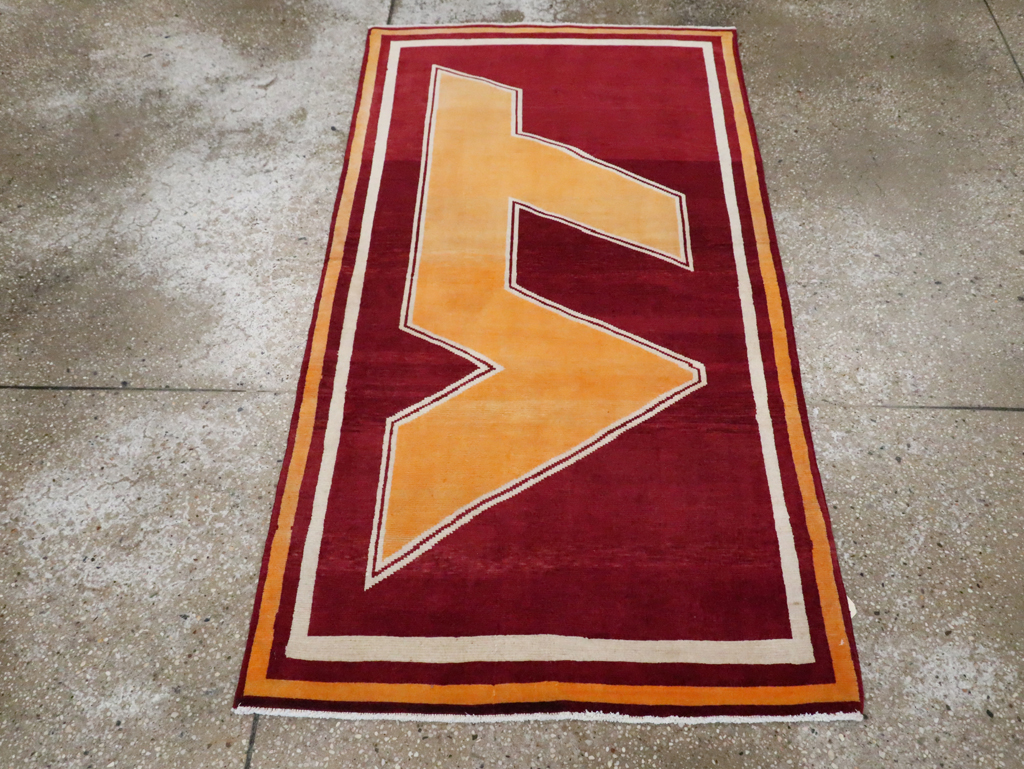 Vintage Persian Tabriz Throw Rug With Virginia Tech Logo (Pair: 2 of 2), No.29588 - Gss