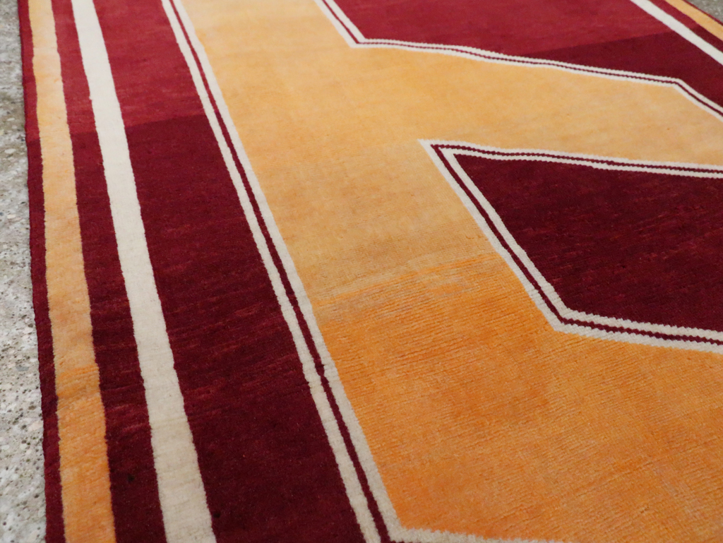 Vintage Persian Tabriz Throw Rug With Virginia Tech Logo (Pair: 2 of 2), No.29588 - Gss
