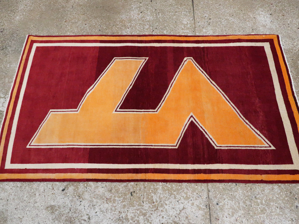 Vintage Persian Tabriz Throw Rug With Virginia Tech Logo (Pair: 2 of 2), No.29588 - Gss