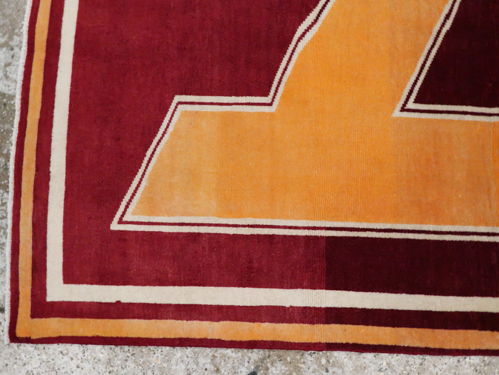 Vintage Persian Tabriz Throw Rug With Virginia Tech Logo (Pair: 2 of 2), No.29588 - Gss