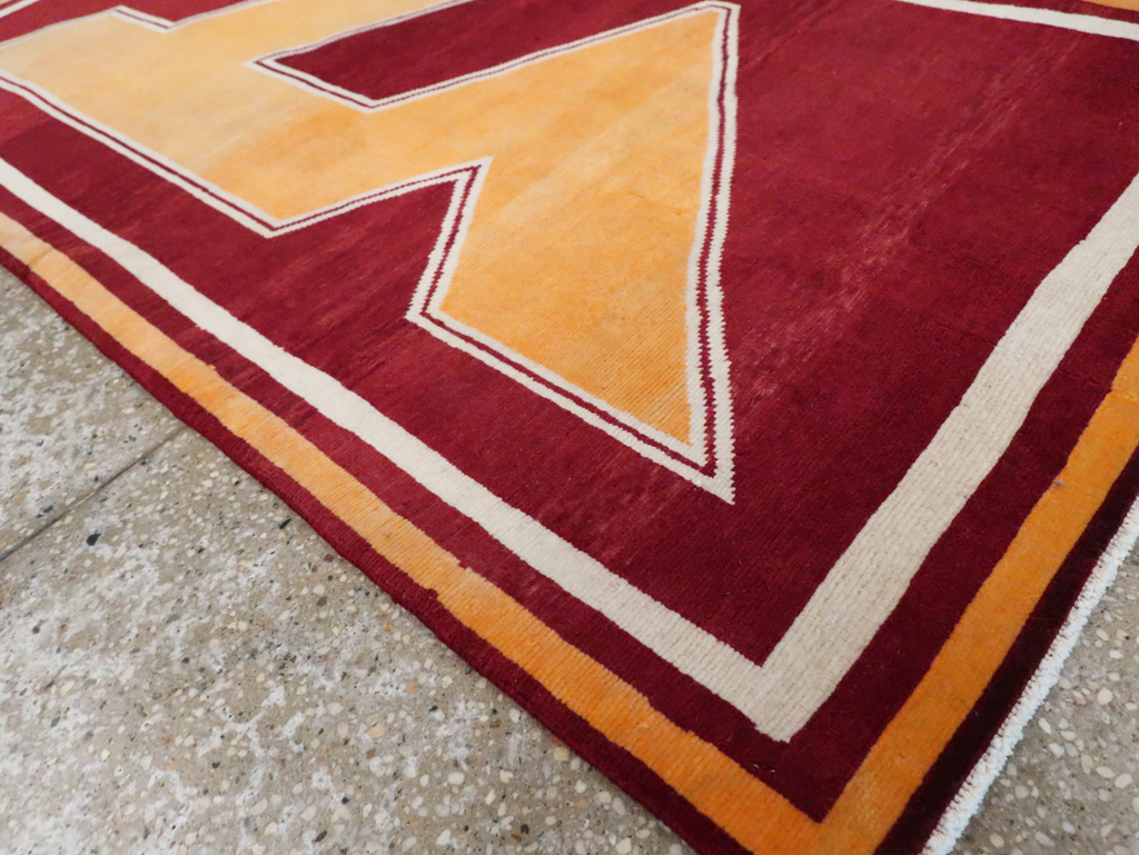 Vintage Persian Tabriz Throw Rug With Virginia Tech Logo (Pair: 2 of 2), No.29588 - Gss
