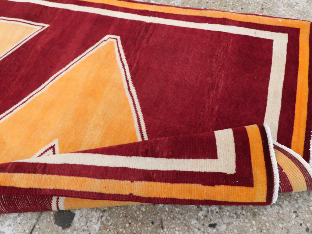 Vintage Persian Tabriz Throw Rug With Virginia Tech Logo (Pair: 2 of 2), No.29588 - Gss