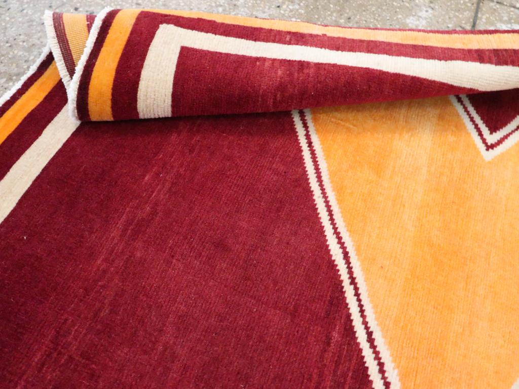 Vintage Persian Tabriz Throw Rug With Virginia Tech Logo (Pair: 2 of 2), No.29588 - Gss