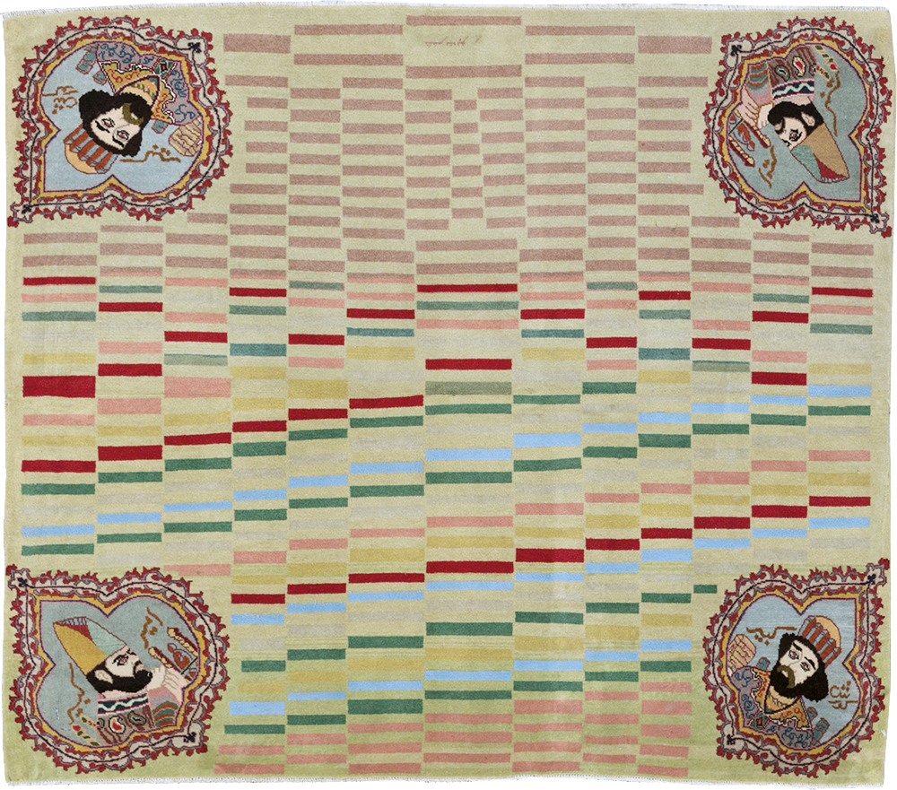 Vintage Persian Pictorial Tabriz Rug, No.29589 - Gss