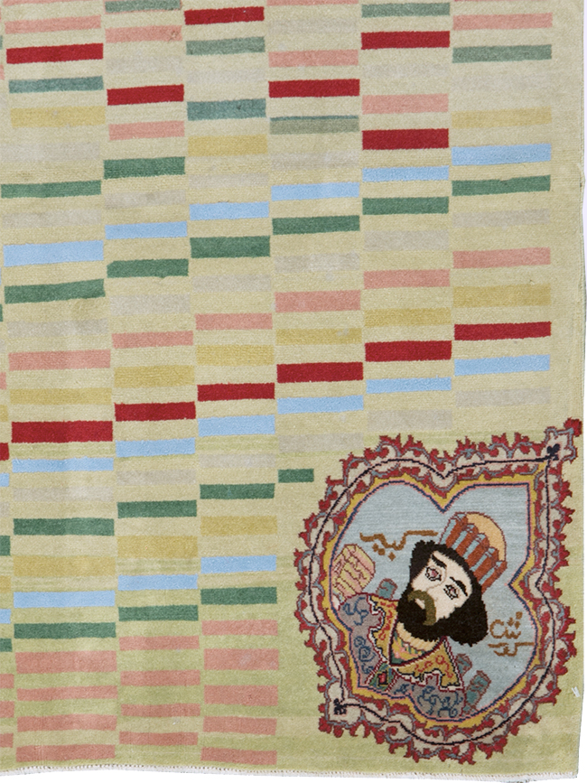 Vintage Persian Pictorial Tabriz Rug, No.29589 - Gss