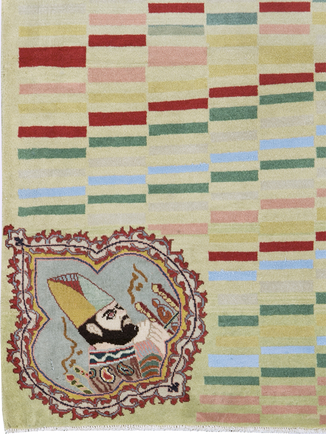 Vintage Persian Pictorial Tabriz Rug, No.29589 - Gss