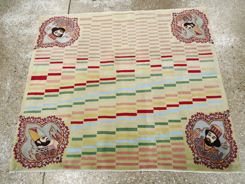 Vintage Persian Pictorial Tabriz Rug, No.29589 - Gss