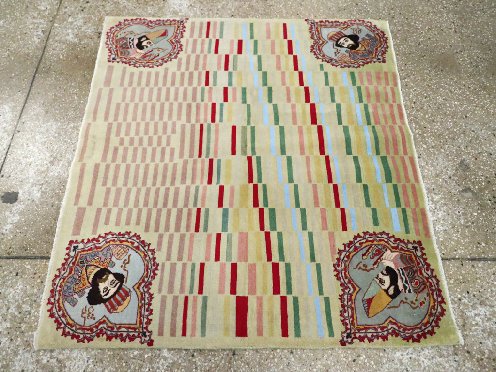 Vintage Persian Pictorial Tabriz Rug, No.29589 - Gss