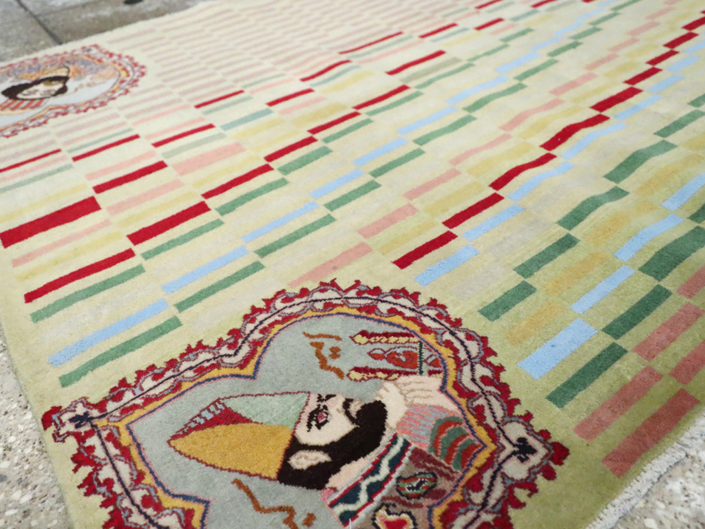 Vintage Persian Pictorial Tabriz Rug, No.29589 - Gss