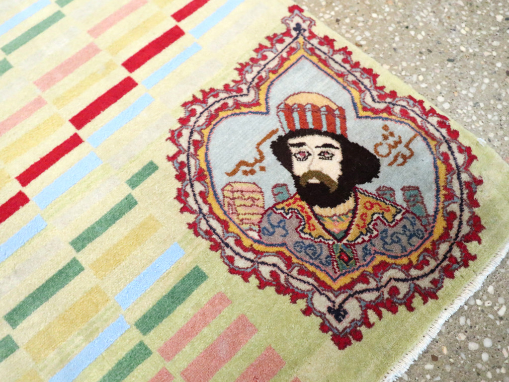 Vintage Persian Pictorial Tabriz Rug, No.29589 - Gss