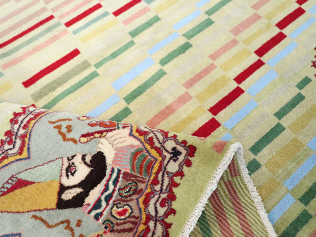 Vintage Persian Pictorial Tabriz Rug, No.29589 - Gss