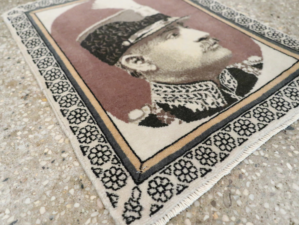 Vintage Persian Tabriz Pictorial Throw Rug, No.29592 - Gss