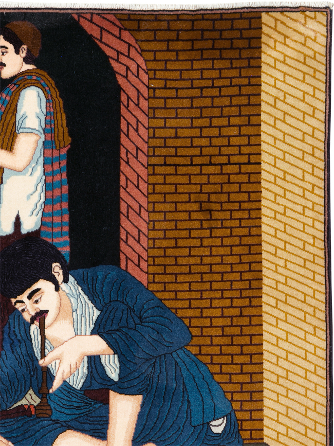 Vintage Pictorial Tabriz Rug, No.29594 - Gss