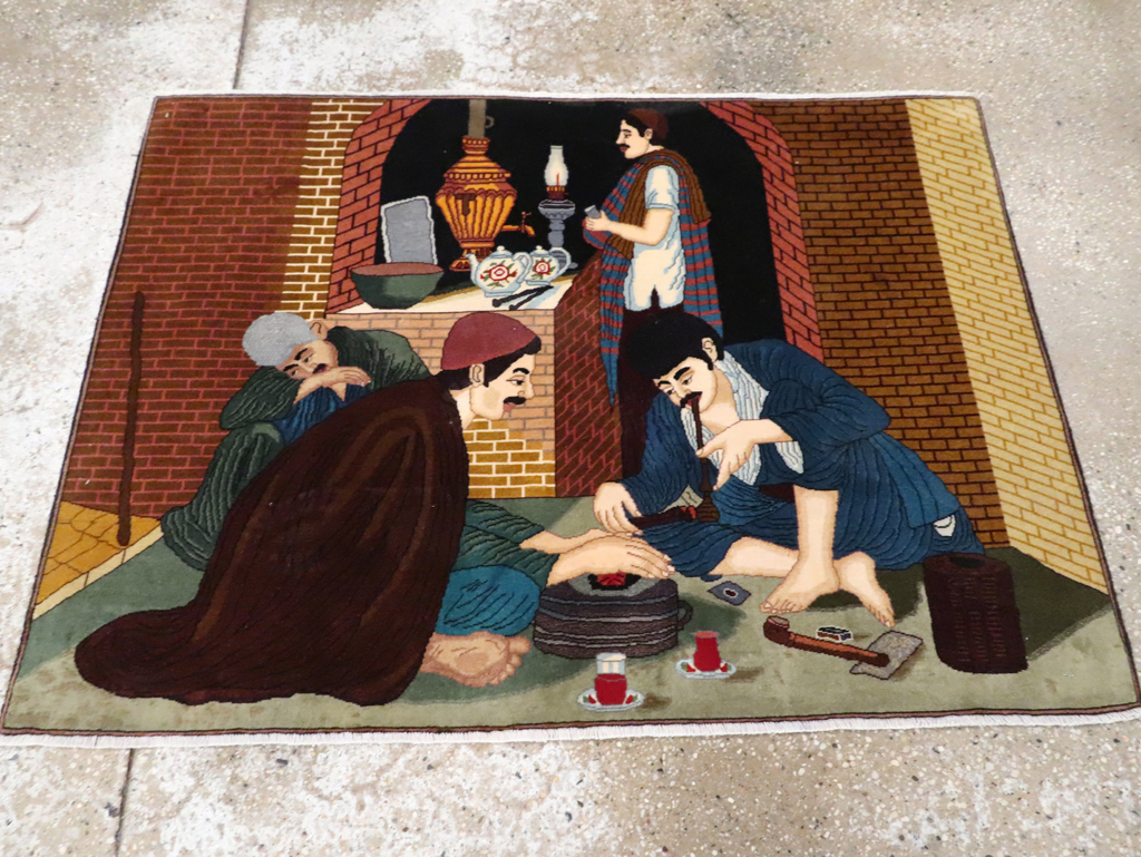 Vintage Pictorial Tabriz Rug, No.29594 - Gss