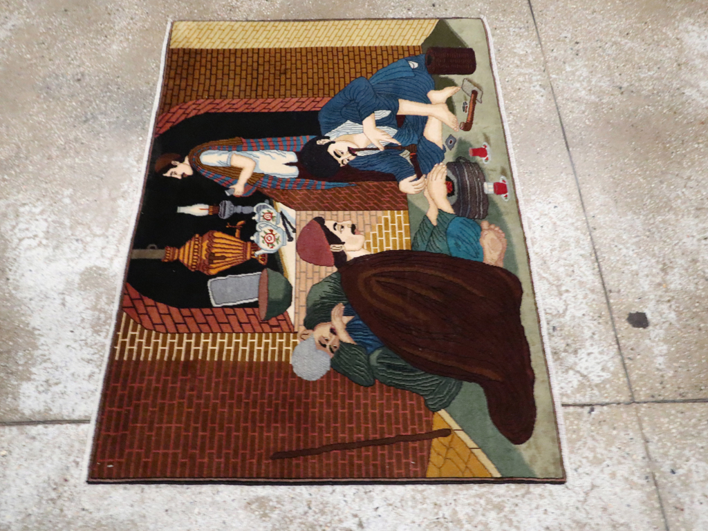 Vintage Pictorial Tabriz Rug, No.29594 - Gss