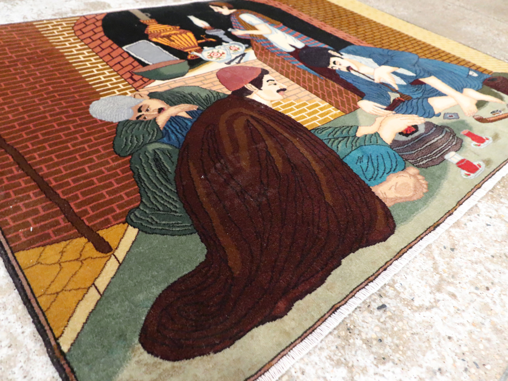 Vintage Pictorial Tabriz Rug, No.29594 - Gss