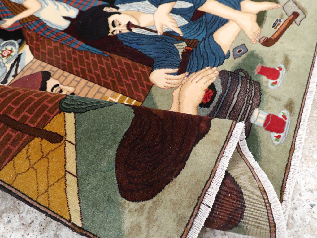 Vintage Pictorial Tabriz Rug, No.29594 - Gss